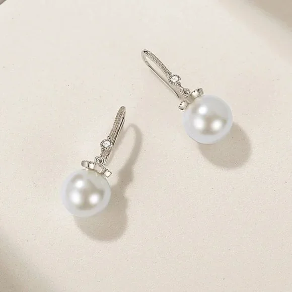 925 Sterling silver Pretty crystal pearl earrings for women fashion desi… - Picture 6 of 6